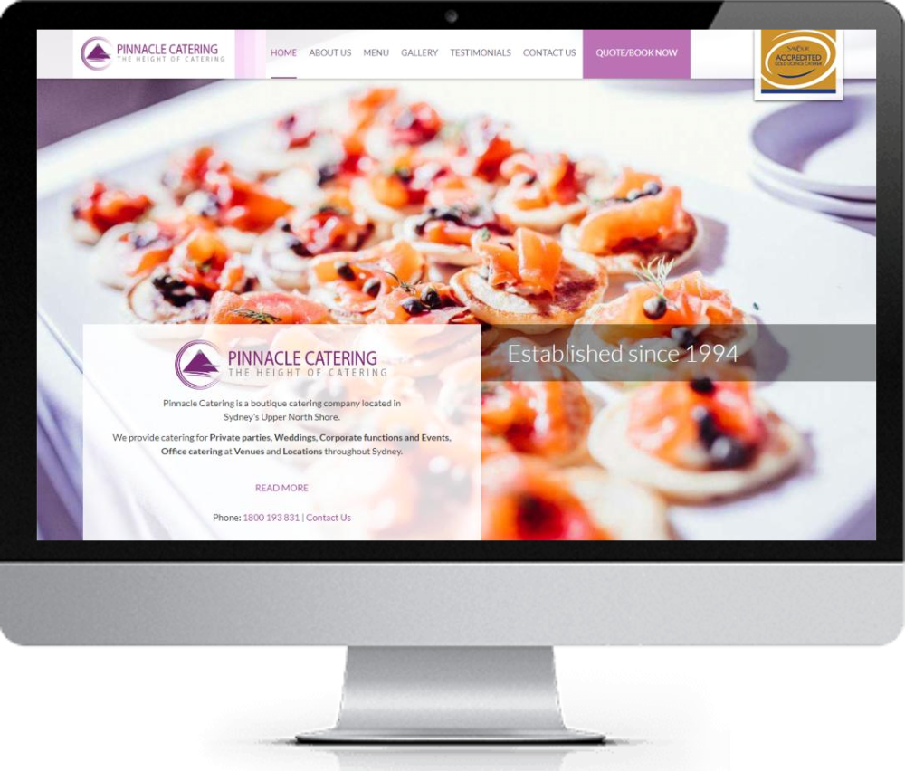 Pinnacle-Catering Ecommerce website design